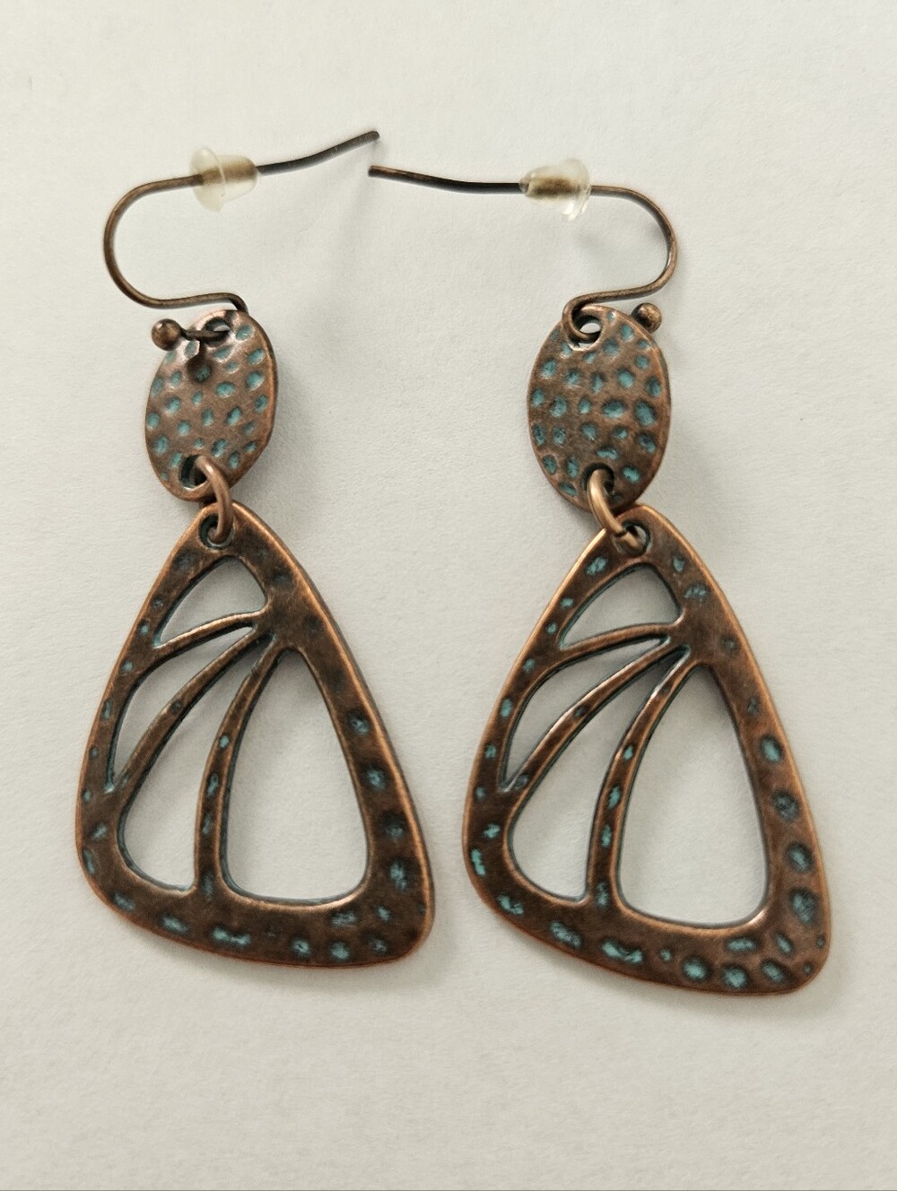 NWT Copper Turquoise Dangle Earrings Brown Blue Festival Feminine Bohemian - Picture 1 of 4